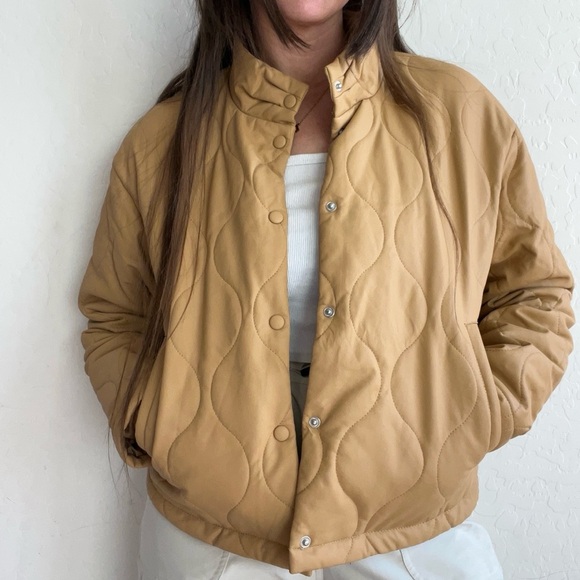 Marc New York Andrew Marc Faux Leather Quilted Jacket in Camel - Picture 3 of 8